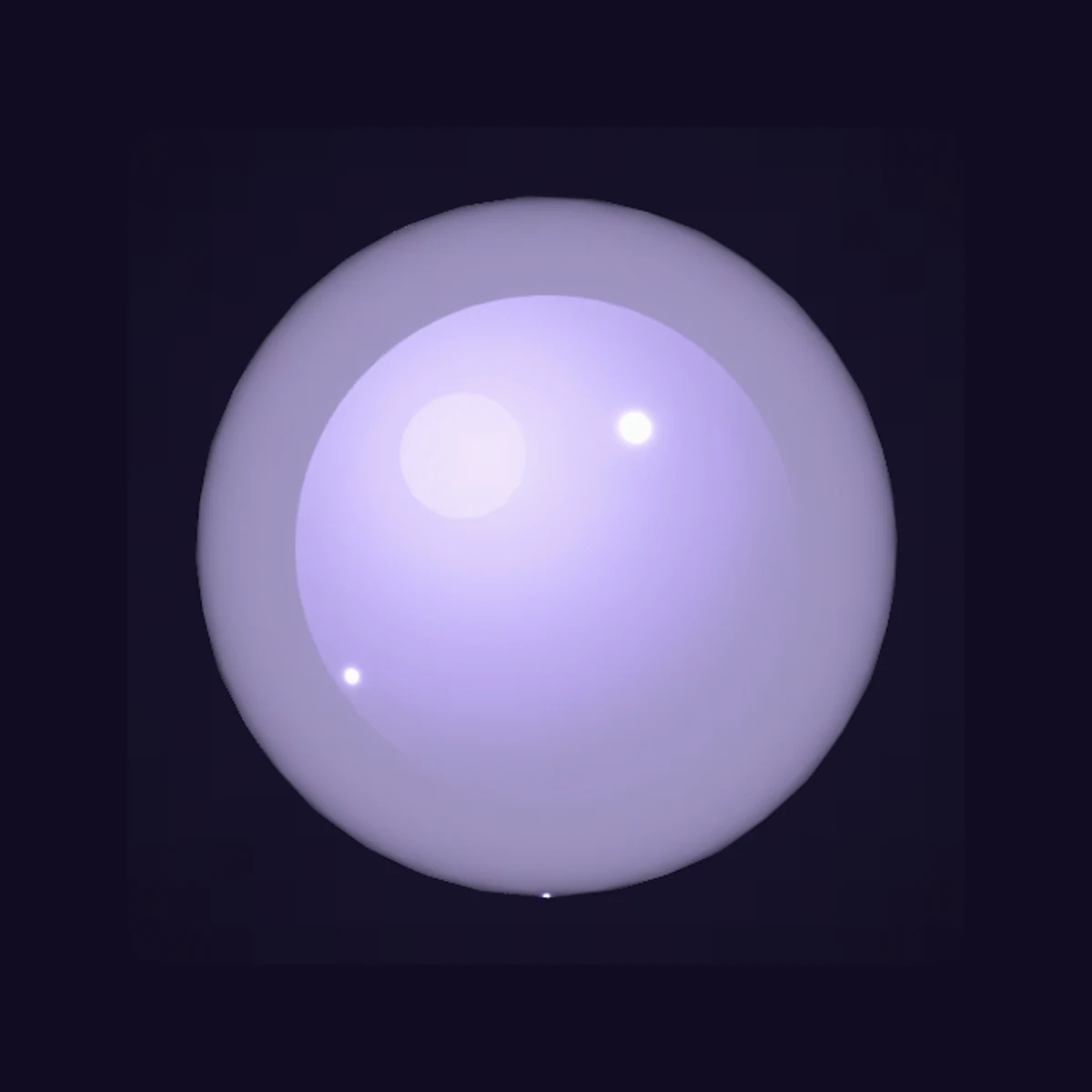A refractive glass form, rendered in the 3D animated build's own palette